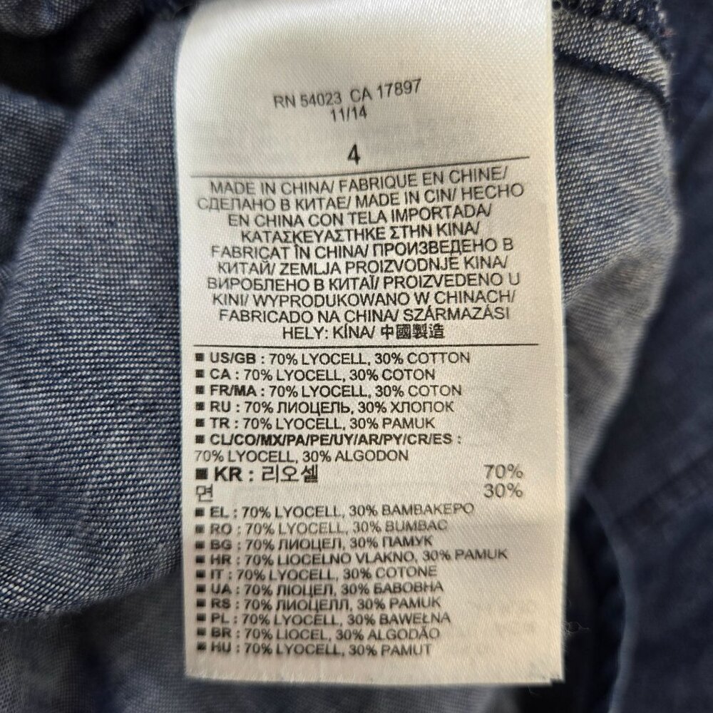 Banana Republic Chambray Button Down Belted Mini Dress Size 4 - Picture 6 of 6